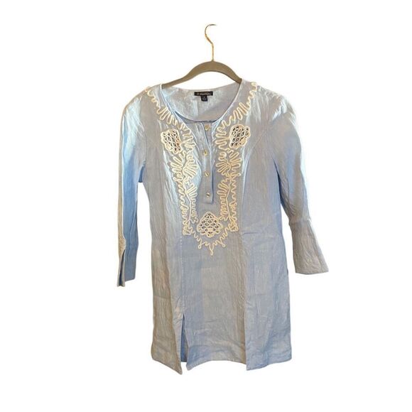 Brooks brothers, women’s blue embroidered tunic top size 2 - Picture 3 of 6